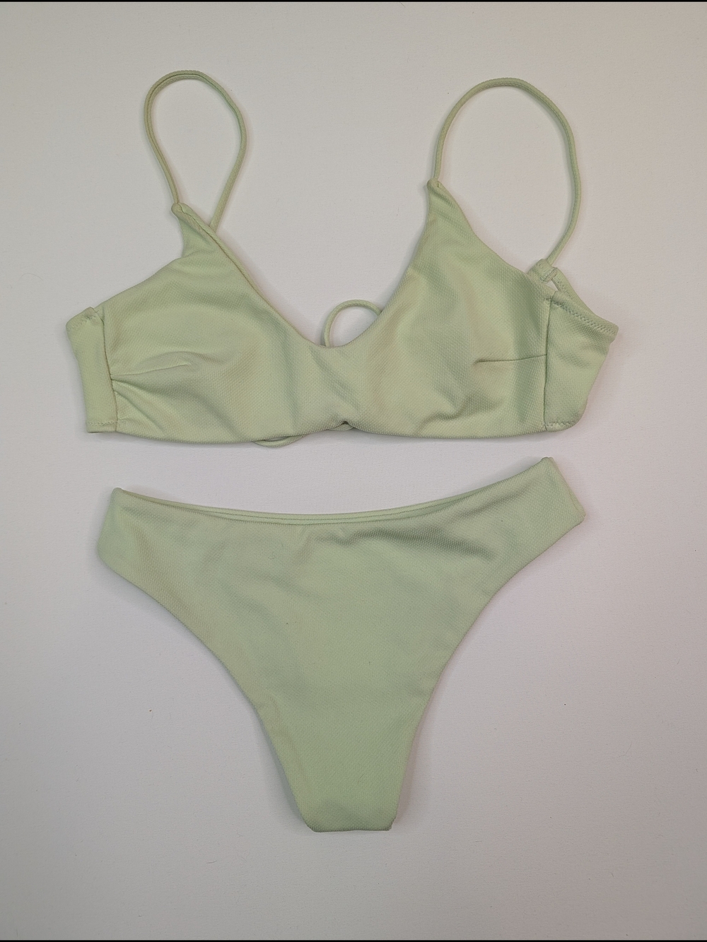 Zaful Pastel Mint Green Ribbed Two-Piece Bikini